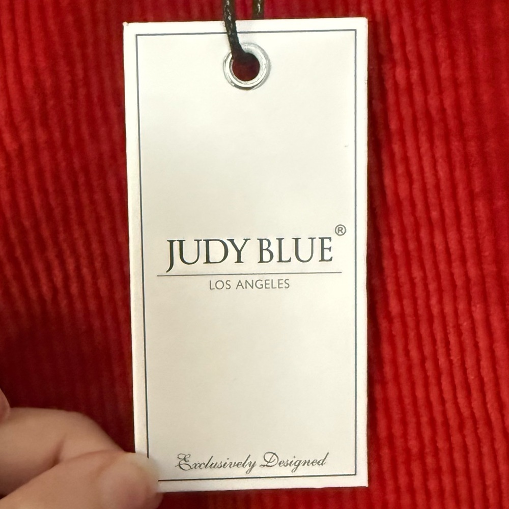 Judy Blue Orange Rust Slim Fit High Waist Stretch Corduroy Carpenter Jeans - Picture 6 of 16
